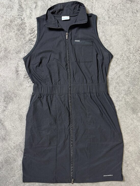 Columbia Leslie Falls Zip Dress Omni Shield Packable Black Womens M Lightweight - Picture 2 of 7